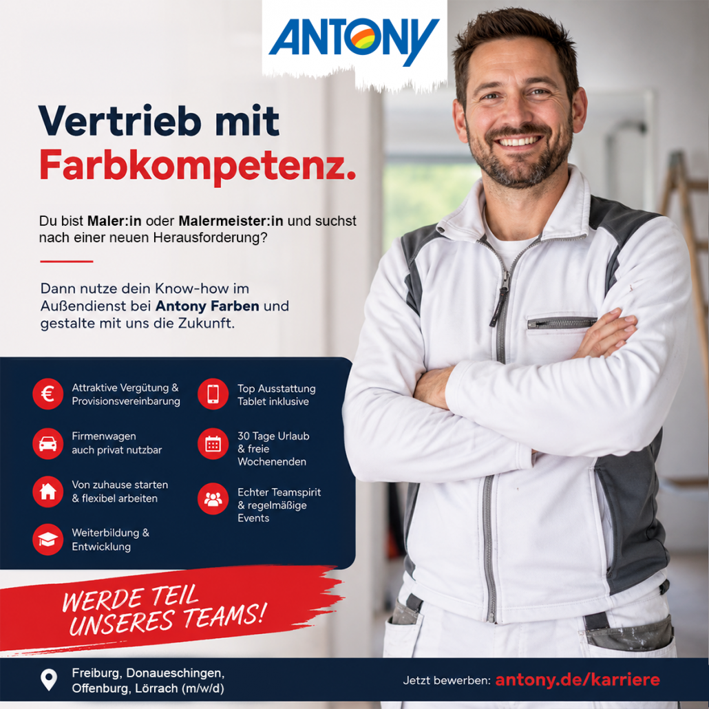 Vertriebsmitarbeiter:in Außendienst (m/w/d) – Baufarben – Region Freiburg / Offenburg / Lörrach – Freiburg