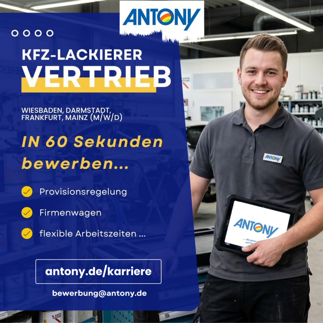 Vertriebsmitarbeiter:in Außendienst (m/w/d) – Fahrzeuglacke – Region Hessen – Frankfurt / Darmstadt / Mainz